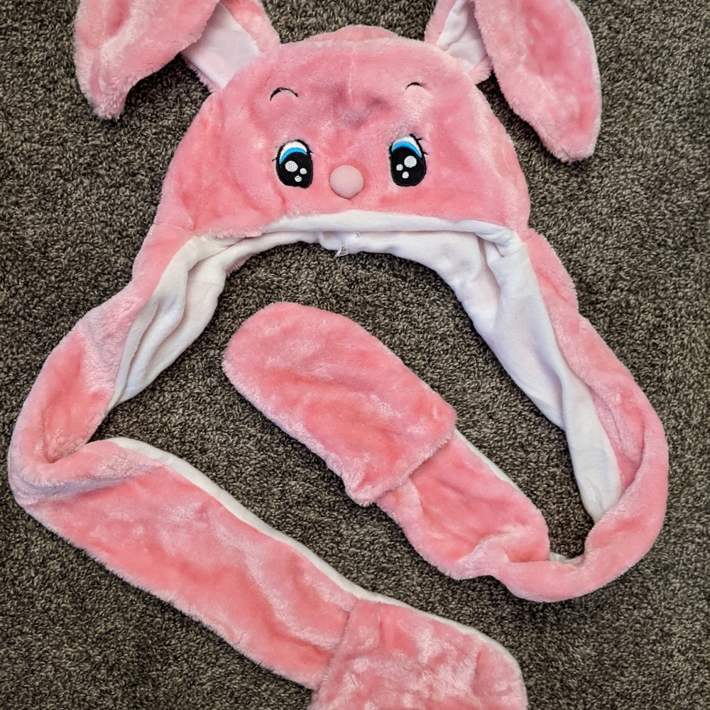 Kids winter bunny hat with mittens